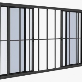 VITRO 4 FOLHAS COM GRADE 1,00X1,50 PRETO CMC