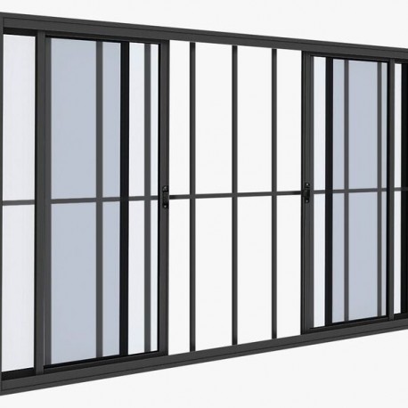 VITRO 4 FOLHAS COM GRADE 1,00X1,50 PRETO CMC