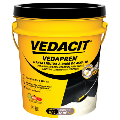 Manta Líquida Impermeabilizante Vedapren Preto 18 Kg Vedacit